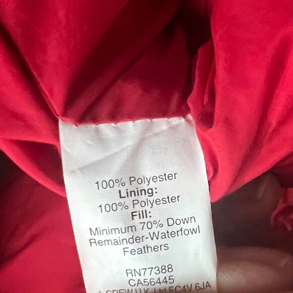 J. Crew Snowcap Down Jacket Womens  Quilted Coat  Red Full Gold zip Size S - Picture 4 of 5